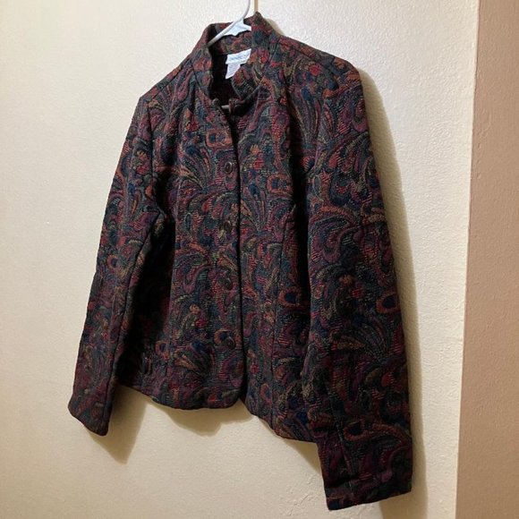Vintage Coldwater Creek Women's Paisley Boho Tapestry Blazer Jacket Size Medium - Picture 1 of 5